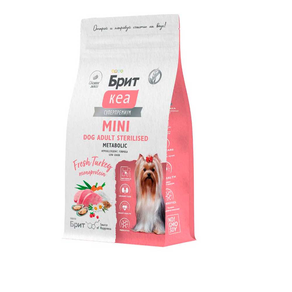 Сухой Корм Брит Кеа Mini Dog Adult Sterilised Metabolic Monoprotein Для Стерилизованных Собак Миниатюрных Пород Индейка 1,5кг 6010735