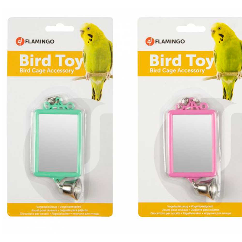 Игрушка Flamingo (Фламинго) Для Птиц Зеркало в Рамке Прямоугольное с Колокольчиком Fl100290