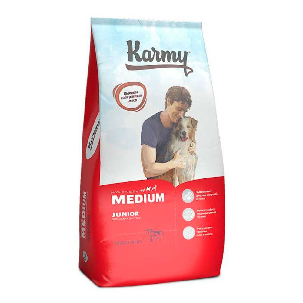Сухой Корм Karmy (Карми) Medium Junior  Для Щенков Средних Пород  Сред Пород Телятина 14кг