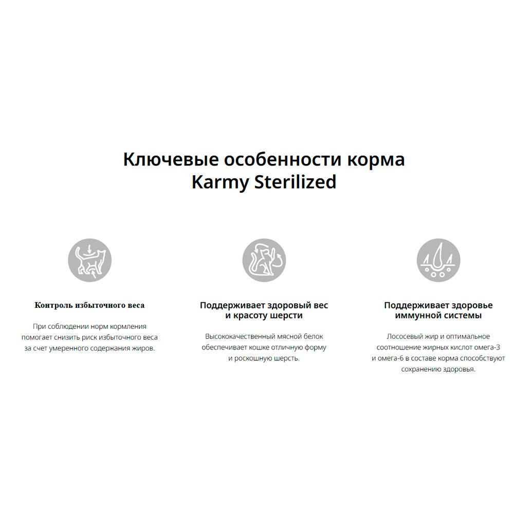 Сухой Корм Для Стерилизованных Кошек Karmy (Карми) Sterilized Для Контроля Веса и Поддержки Мышечной Массы Лосось 400г НН