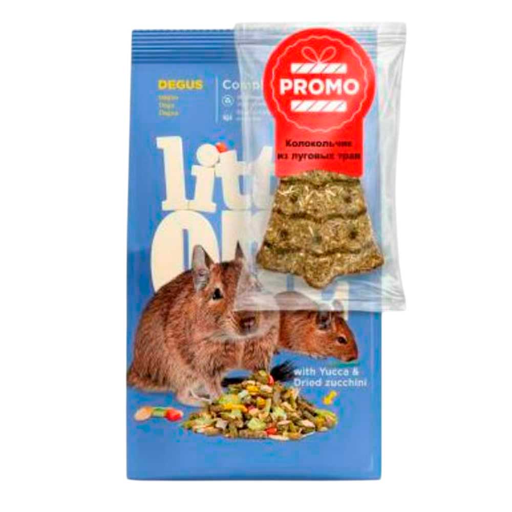 Сухой Корм Для Дегу Little One (Литл Ван) Для Здорового Пищеварения и Здоровья Зубов Полнорационный Набор с Травяным Колокольчиком 400г + 24г