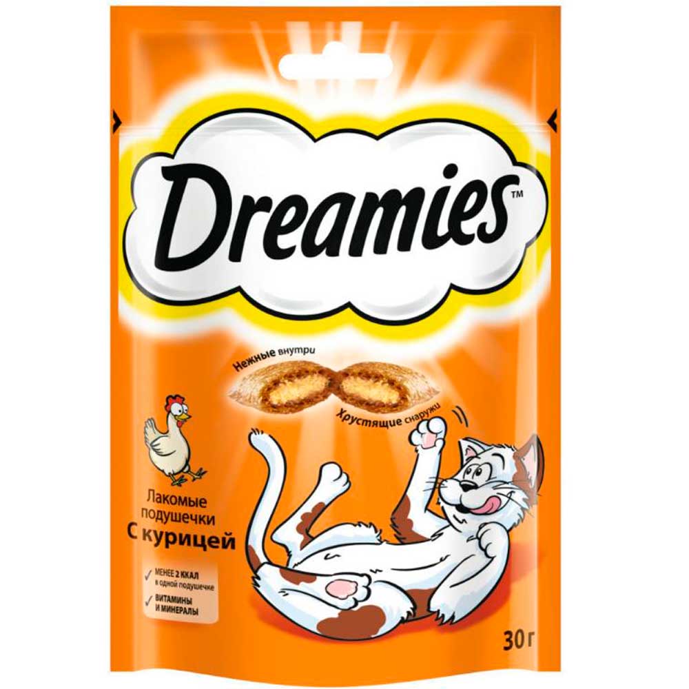 Лакомство Для Кошек Dreamies (Дримис) Лакомые Подушечки Курица Пакет 30г