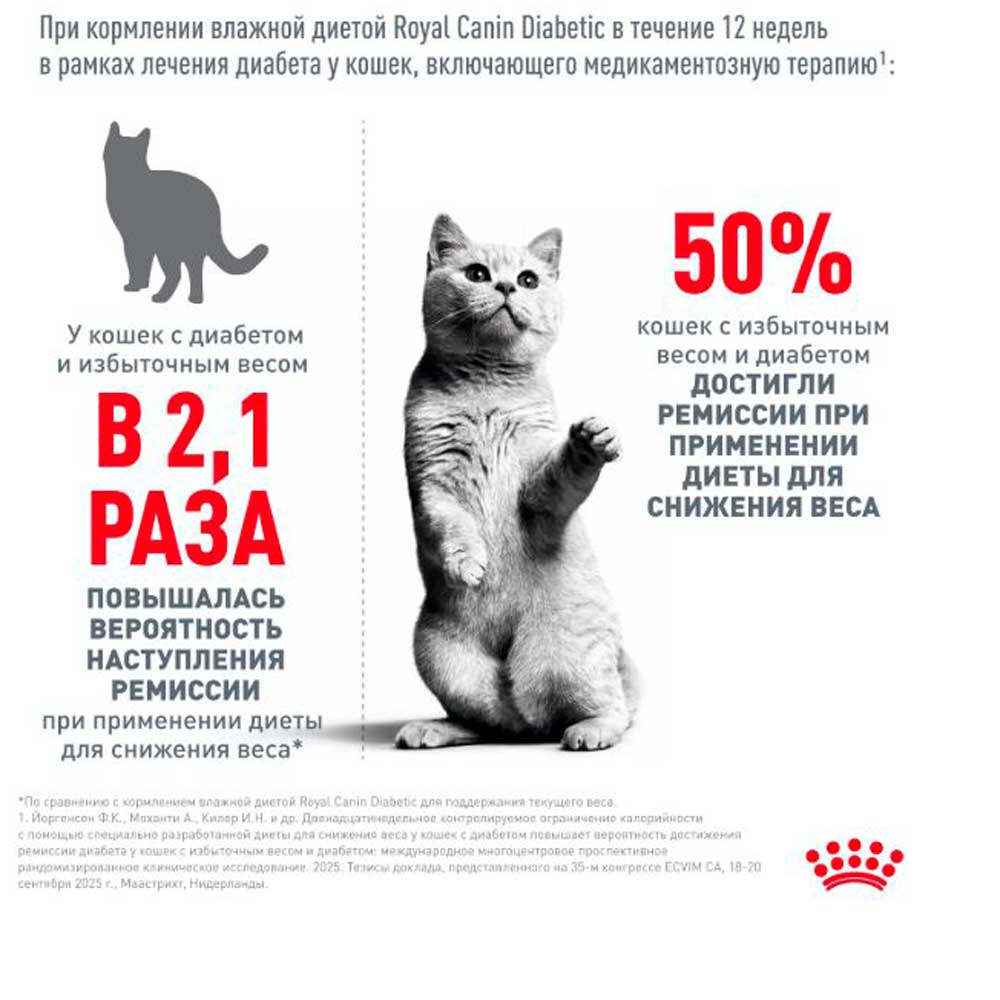 Лечебный Влажный Корм Для Кошек Royal Canin (Роял Канин) Diabetic Кусочки в Соусе Диета При Сахарном Диабете 85