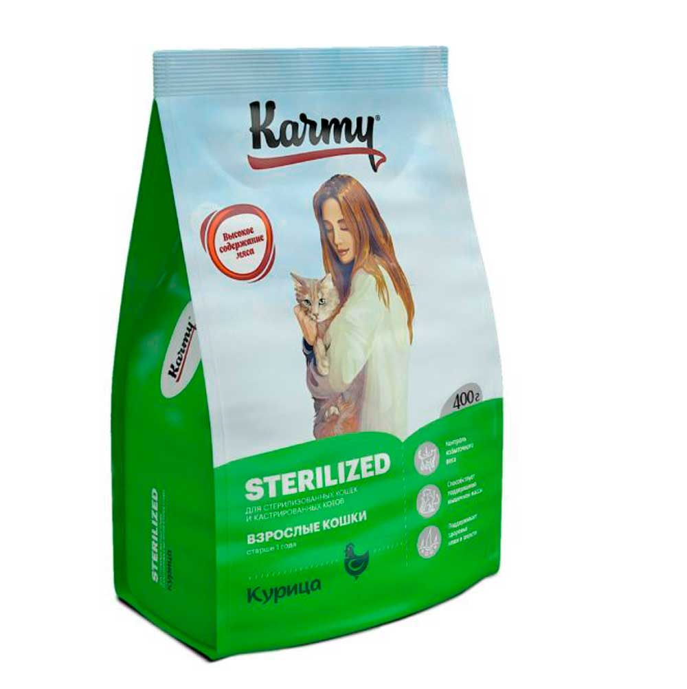 Корм Сухой для Кошек Karmy Sterilized 400г Стерил Курица Нн