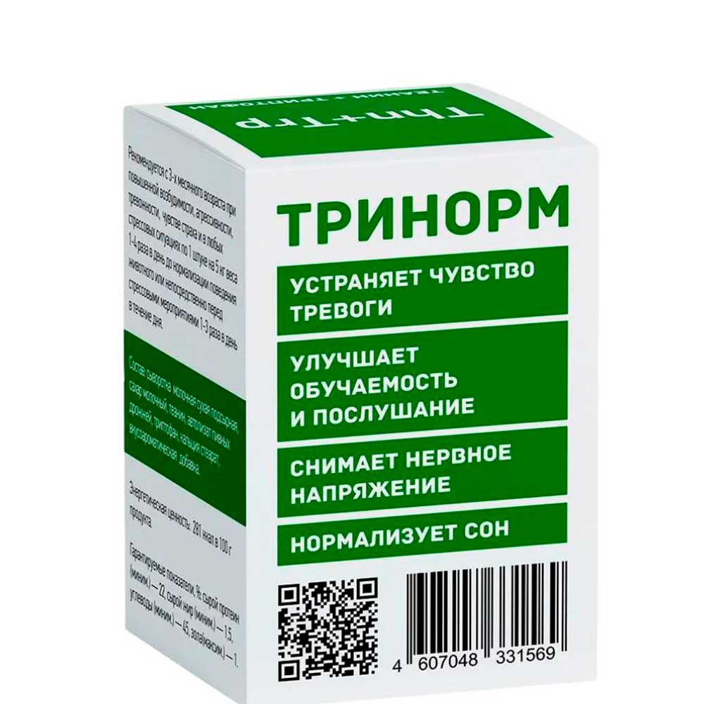Тринорм Для Кошек и Собак Успокаивающее Средство 50 Таблеток
