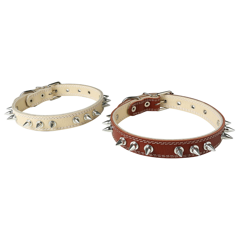 Ошейник Для Собак Средних и Крупных Пород BraVa (Брава) №25 ОШ 33-51см 58*2,5см 2-Слоя с Шипами Кожаный Арт046