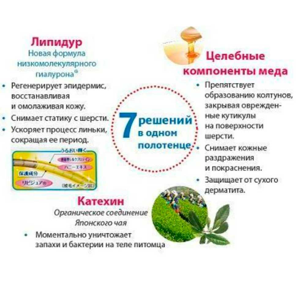 Полотенца Шампуневые Premium Pet Japan (Премиум Пет Джапан) Для Собак с Шелковым Протеином и Экстрактом Меда 15шт 728904h