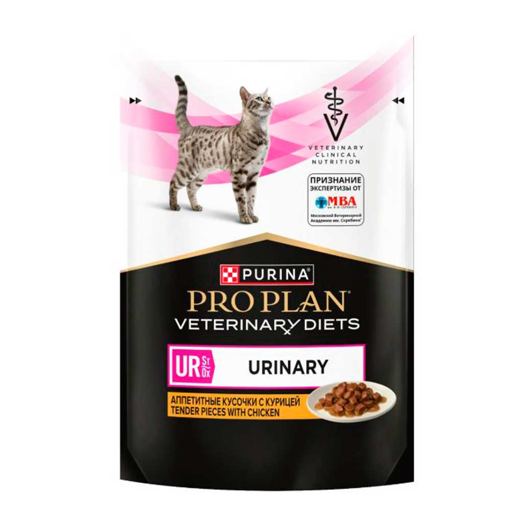 Лечебный Влажный Корм Pro Plan (Про План) Veterinary Diets UR Urinary ST/OX Курица в Соусе Для Кошек 85г