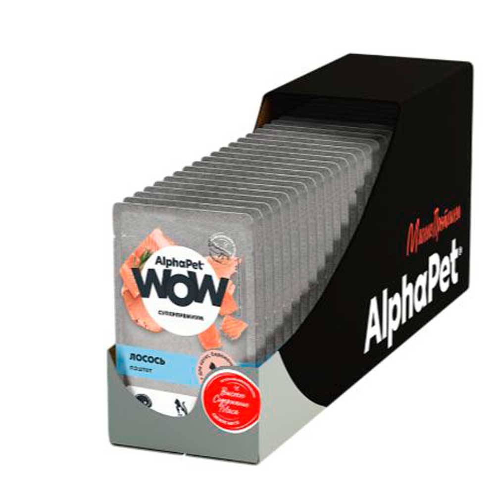 Влажный Полнорационный Корм Для Котят, Беременных и Кормящих Кошек AlphaPet (АльфаПет) Superpremium Для Здорового Роста И Развития Нежный Паштет Лосось Блистер 80г 53670