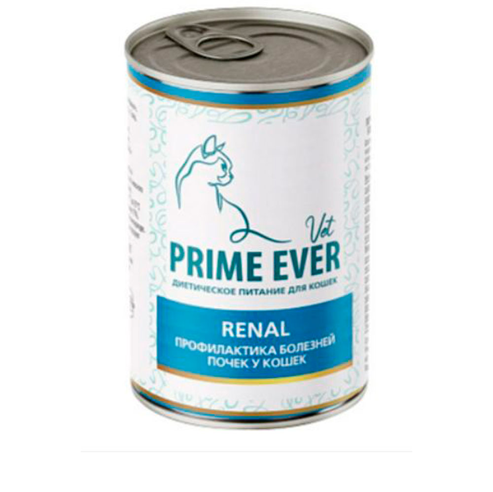 Лечебные Консервы Для Кошек Prime Ever (Прайм Эвер) Vet Renal Диетическое Питание Для Поддержания Функции Почек 340г