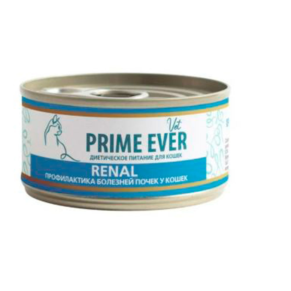 Лечебные Консервы Для Кошек Prime Ever (Прайм Эвер) Vet Renal Диетическое Питание Для Поддержания Функции Почек 100г