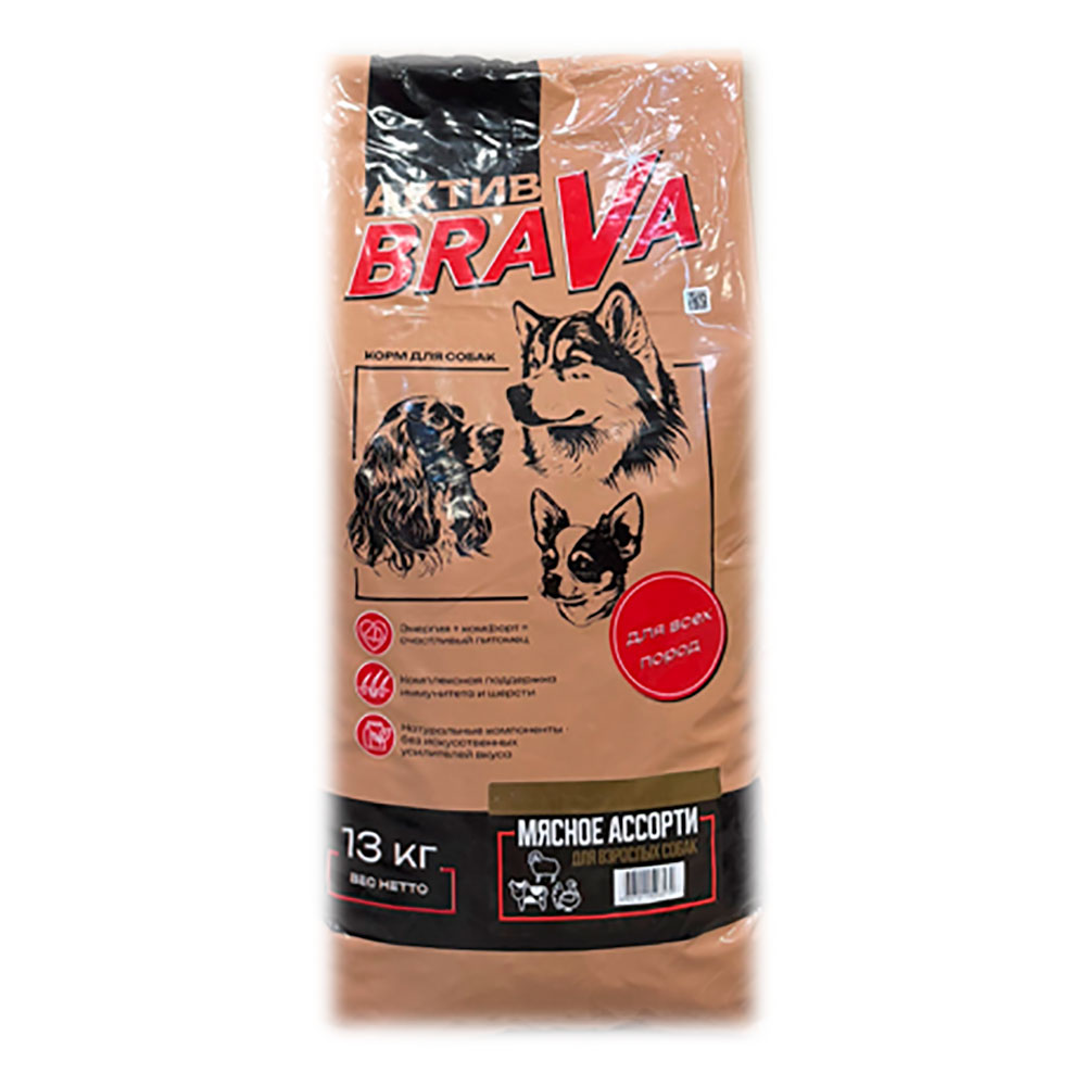 Корм Для Собак Средних и Крупных Пород Brava (Брава) Актив Стандарт Мясное Ассорти 13кг
